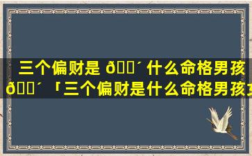 三个偏财是 🐴 什么命格男孩 🌴 「三个偏财是什么命格男孩女孩」